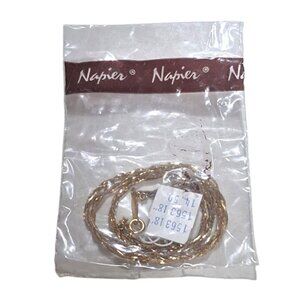 NOS Vintage Napier Dainty Gold Tone Braided Necklace 18" Sealed Original Package